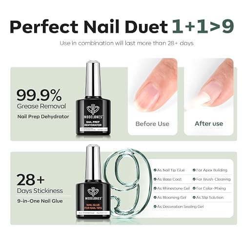 modelones X Nail Gel Kit, Fake Nails Long Coffin, 9-in-One Glue Prep Dehydrator & Portable Mini U V Light Acrylic Clipper, 500Pcs Coffin Tips for Extension Kit DIY Salon Home Gifts for Women thumbnail 4