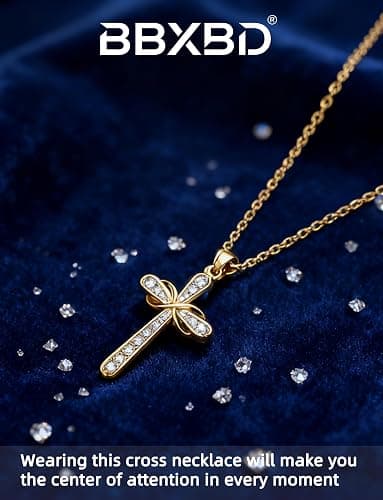 BBXBD Stainless steel Cubic Zirconia Cross Necklace for Women Pendant with Chain 16"/18"+2" Perfect Jewelry Gifts for Birthday Christmas Mothers Day Wedding thumbnail 5