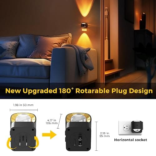 L LOHAS LED Night Light Projector, Color Changing Night Light Plug into Wall, Dusk to Dawn Sensor, Rotating Nightlight, RGB Ambient Lighting for Bathroom, Gaming Room, Gifts,1 Pack thumbnail 6