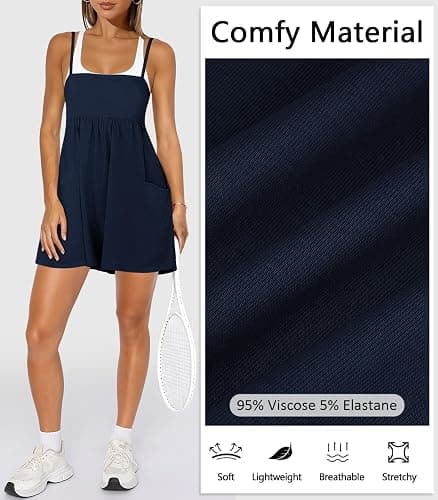 NEJXQ Womens Rompers for Summer Casual Athletic Shorts Women Jumpsuit With Pockets Adjustable Straps Tennis Golf Outfits thumbnail 4