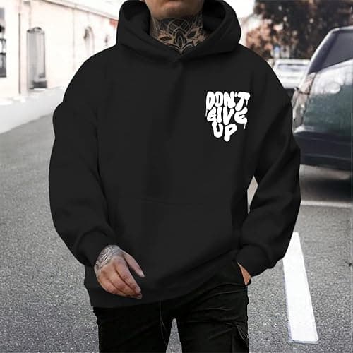 Wedsadl Graphic Streetwear Hoodies For Men Vintage Hoodie Inspirational Sweatshirts Positive Letter Print Cotton Pullover thumbnail 2