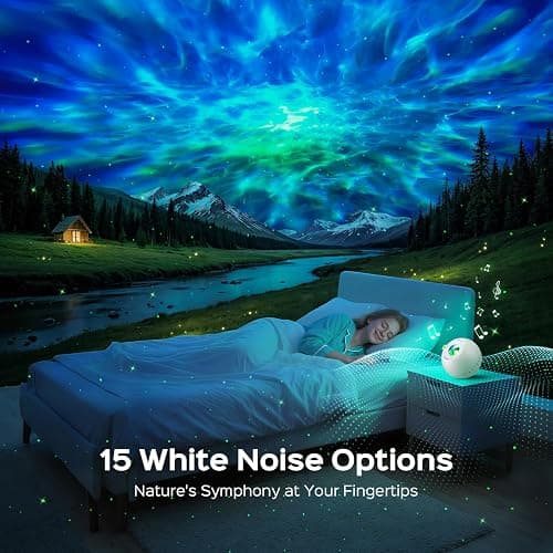 One Fire Galaxy Projector for Bedroom Christmas Gifts for Teen Boys Gifts Women Gifts for Teenage Girls 15 Colors+ 15 White Noise+ Bluetooth Star Projector Night Light for Kids Room Decor Lava Lamp thumbnail 3