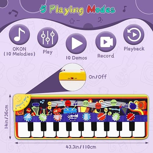 Musical Piano Mat for Toddlers - 28 Music Sounds Floor Piano Keyboard Dance Playmat - Toy & Gift for Kids 1-5 Years Old Boys Girls thumbnail 2