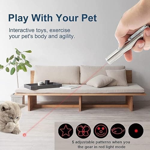 BEGRIM Cat Toys Laser Pointer for Indoor, Rechargeable, 7 Adjustable Wand Red Light Pet Interactive Cat Mouse Toys to Keep Busyfor Kitten Dog Chase Play thumbnail 6