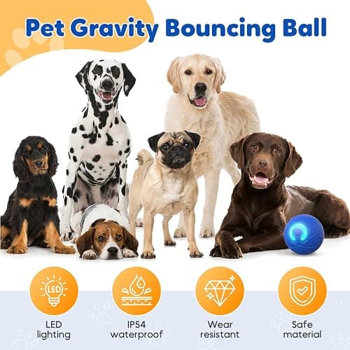 KEAOZA Upgraded Interactive Dog Ball, 2025 New Activated Automatic Rolling Balls for Dogs, Self Moving Vibrating Smart Jumping Bouncing and Rotating Pets Toy to Keep Them Busy (New -Blue) thumbnail 2