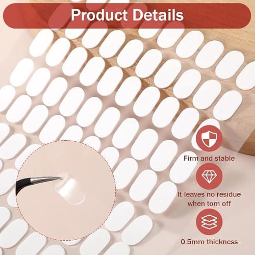 TIESOME 600 PCS False Tip Double Sided Adhesive Tapes, White Pre-Cut Nail Display Strips Press on Adhesive Tabs Nail Art Glue Stickers for Nails Art Holder Nails Display Book thumbnail 3