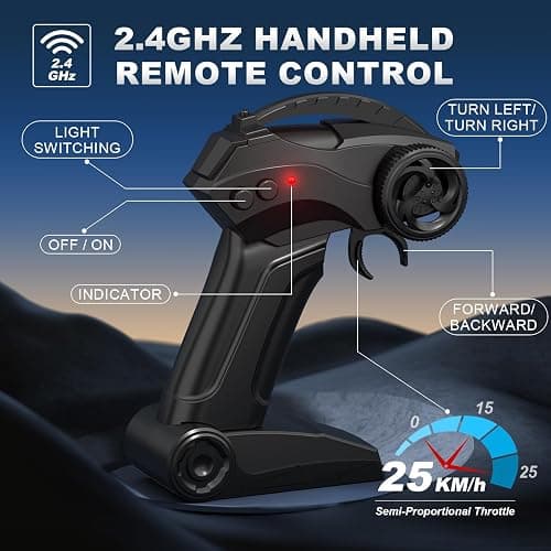 RC Drift Car for Boy Age 6 7 8 9 10, 1:24 Remote Control Drift Cars, 25KM/H | 4WD 2.4GHz Semi Proportional Throttle and LED Light, Remote Control Cars Toys Gifts for 6 7 8 9 10 11 12+ Year Old Boy thumbnail 4