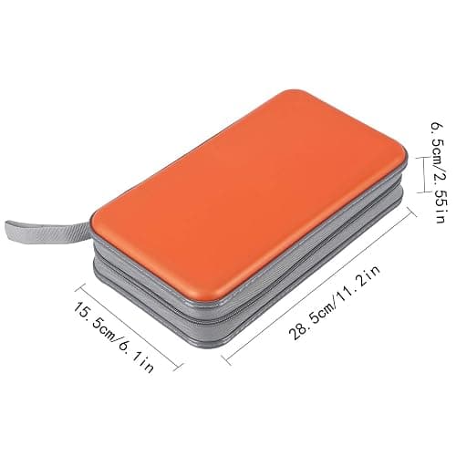 UENTIP 96 Capacity CD Case,Portable DVD Hard Plastic Case Holder CD Organizer Wallet Protective DVD Storage (96, Orange) thumbnail 2