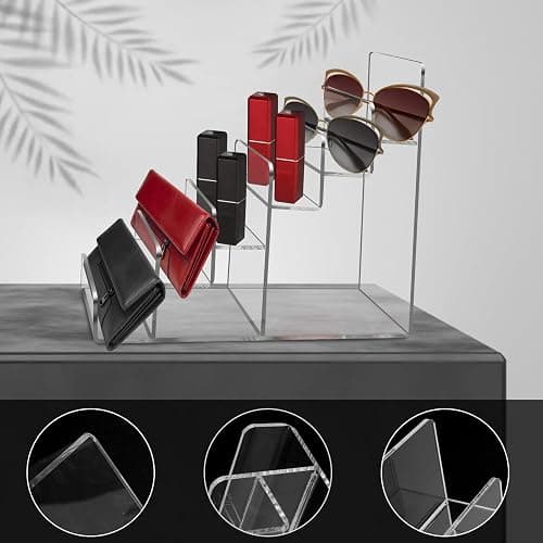WEIHAOSKY Acrylic Wallet Display Stand Purse Handbag Organizer, Clear Jewelry Riser Display Stand Purse Display Rack, Acrylic Display Shelf for Cosmetic Perfume Jewelry Sunglasses Handbag (4 Tier) thumbnail 6