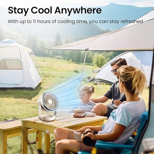 BURLAN Quiet Desk Fan for Bedroom, Battery Powered Personal Fan Portable | Rechargeable Air Circulator 110° Tilt Oscillating Fan for Indoor Outdoor Camp Travel,10-Inch, 4-Speed, 70ft Strong Airflow thumbnail 2