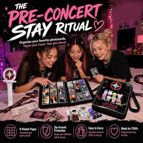 Stray Photocards Binder 1008 Pockets, Stray Fans Gifts & SKZOO Merch Collectors, 9-Pocket Portable Waterproof Display Kpop Photo Cards Collector Ablum Holder Book with 56 Removable Sleeves - Star thumbnail 2