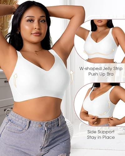 Women’s Plus Size Full Coverage Wireless Bras Supportive Wide Strap Comfort Bra for Sagging Breasts No Back Fat Minimizer Bra thumbnail 3