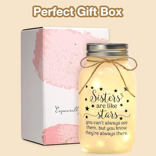 Birthday Gifts for Sister from Sisters - 30 oz Large Mason Jar Night Light | Meaningful Sister Gifts, Unique Sisters Birthday Gift for Women, Christmas Sister Gift from Brother thumbnail 5