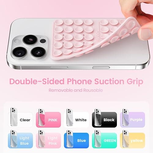 Klearlook Silicone Double Sided Suction Cup Phone Case Mount, Light Pink | Sticky Phone Grip with Higher Suction Power for iPhone, Hands-Free Phone Accessories Holder for Selfies and Videos thumbnail 4