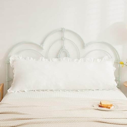 Boho White Body Pillowcase 20x54in - Ruffled Fringe Decor Sham thumbnail 2