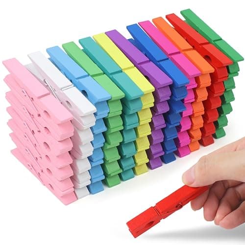 Phinus 72 Pcs Colorful Wooden Clothes Pins, 2.9 Inch 12 Colors Clothes Pins for Hanging Clothes, Pictures, Photos, Classroom, Crafts, Decoration, Colorful Clothespins Heavy Duty - Image 1