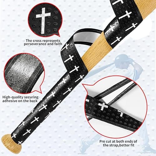XIAOLHELXAIWY 5 Pcs Baseball Bat Grip Tape, Faith Cross Bat Grip Tape, 1.5mm Precut and Full Adhesive Baseball Wrist Tape,Anti-Slip Sports Bat Handle Grip thumbnail 3