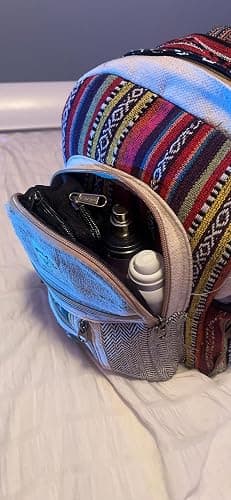 AUNERCART Hemp Backpack Cotton Canvas Stripe 13 Inch Laptop Tab Business Traveling Bag Himalayan Backpack College Gift Bag Casual Daypack 13 x 11 x 5 Inches thumbnail 8