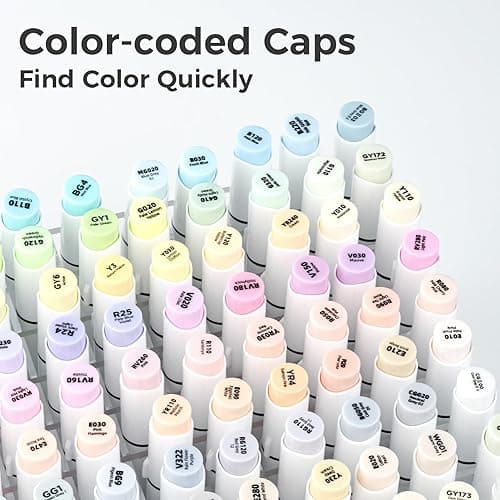 Ohuhu Pastel Markers Brush Tip, Alcohol-based Markers Double Tipped Artist Art for Sketch Adults' Coloring Illustration, 48 Pastel Colors +1 Alcohol Marker Blender + Marker Case, Brush & Fine - Sweetness thumbnail 4