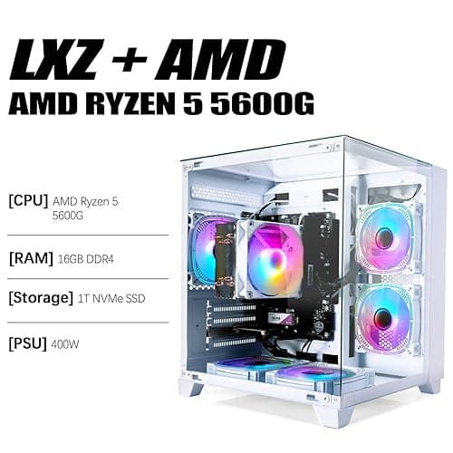 LXZ Desktop Computer, R5 5600G, 4.4GHz, 16GB DDR4, 1TB NVMe SSD, WiFi & Win 11 thumbnail 4
