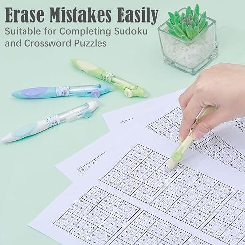 BAYTORY 4Pcs Aesthetics Erasable Pens, 0.5mm Fine Point Erasable Gel Pen with Comfortable Grip, Retractable Pens with Erasers, Smooth Writing for Crossword Puzzles Note Taking (Black Ink) thumbnail 6