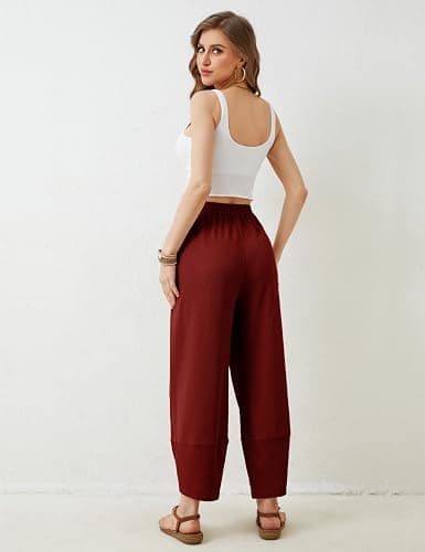 Xiaoxuemeng Womens Baggy Wide Leg Pants Casual Elastic Waisted Palazzo Harem Pants with Pockets thumbnail 3