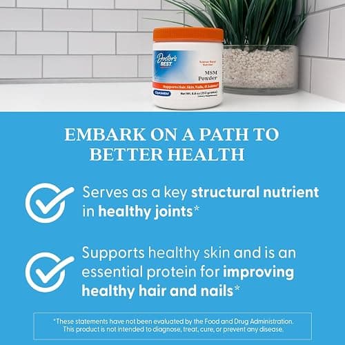 Doctors Best MSM Powder, Supports Hair, Skin, Nails, & Joints, Non-GMO, Gluten Free, Soy Free, Vegan Net Wt. 8.8 oz (250 Grams) thumbnail 4