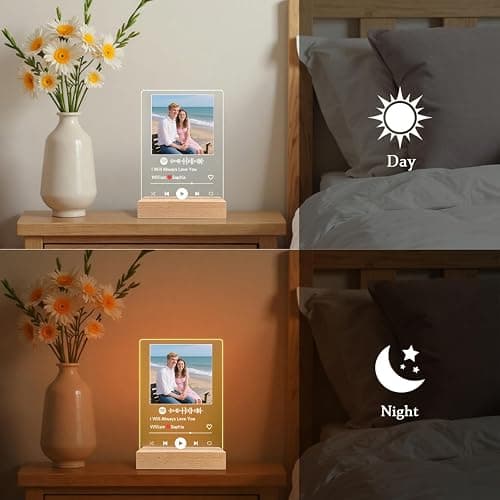 Custom Spotify Song Night Light with Photo – Personalized Acrylic Music Plaque Lamp with Scannable Code, Name & Date – Romantic LED Gift for Couples, Anniversary, Valentine’s Day, Birthday, Him Her thumbnail 2