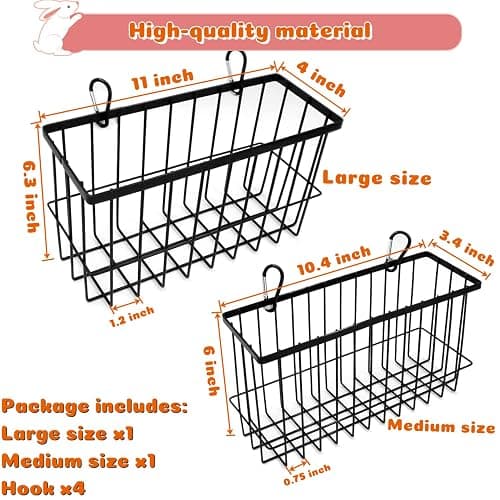 2PCS Rabbit Hay Feeder,Bunny Hay Feeder Rack with Metal Frame for Guinea Pig Chinchilla,Large Heavy-Duty Hay Holder Feeders for Rabbits Guinea Pigs, Small Animal Cage Accessories thumbnail 2