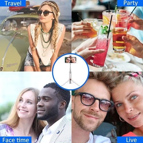Selfie Stick Phone Tripod for with Remote ​​Selfie Stick Tripod for iPhone & Android,Portable Aluminum Alloy 3 in 1 Stand for Group Photos with 1/4" Screw for Gopro Cam, Vlog/Travel/Photography thumbnail 7