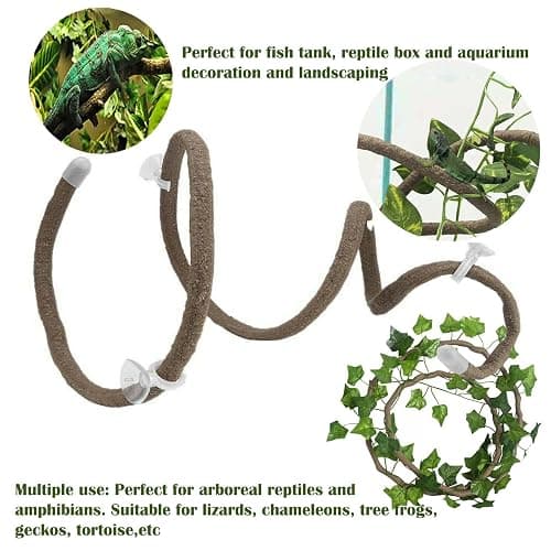 10PCS Crested Gecko Tank Accessories, Reptile Plants Bridge Vines, Coconut Shell with Ladder for Lizard, Chameleon Cage, Snakes, Hermit Crab, Leopard Gecko Tank Accessories, Terrarium Decor thumbnail 5