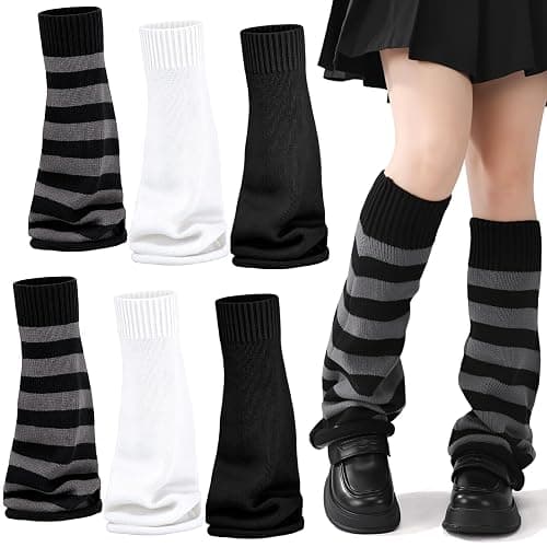 Utensilsto 3 Paar Lose Gestrickte Beinwärmer für Damen, Leg Warmers Y2k Gestrickte Beinstulpen Knielange Boot Leg Warmers Goth Lolita für Damen und Mädchen thumbnail 2