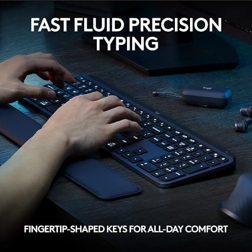 Logitech MX Keys S Wireless Keyboard, Low Profile, Fluid Precise Quiet Typing, Programmable Keys, Backlighting, Bluetooth, USB C Rechargeable, for Windows PC, Linux, Chrome, Mac - Graphite - MX Keys S - Graphite thumbnail 3
