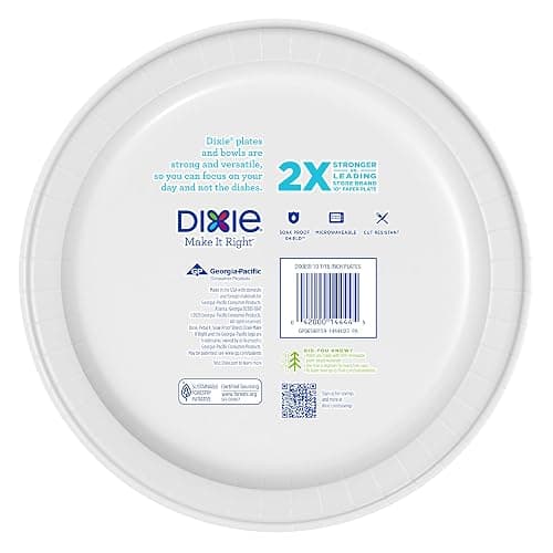 Dixie Large Paper Plates, 10 Inch, 150 Count, 2X Stronger*, Microwave-Safe, Soak-Proof, Cut Resistant, Disposable Plates For Everyday Breakfast, Lunch, & Dinner Meals thumbnail 8