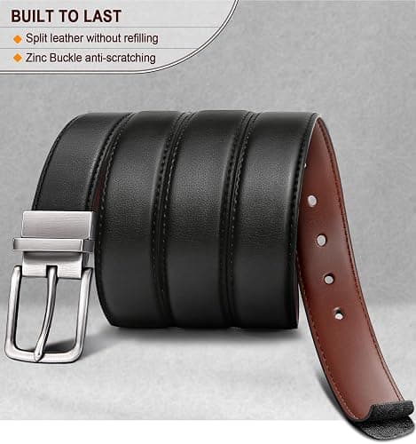 BULLIANT Men's Belt,Reversible Belt Adjustable For Gift Men 1.25”-Cut For Fit-2 Sides in 1 Belt(Not 2) thumbnail 4