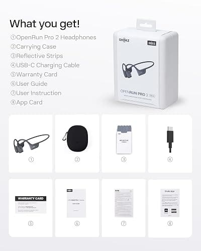 SHOKZ New OpenRun Pro 2 - Open-Ear, Bone Conduction Sport Headphones - with Reflective Strip - Sweat Resistant, Workout Headphones - Secure, Wireless, Comfortable Fit-Deep Bass and Smart Mic App thumbnail 10