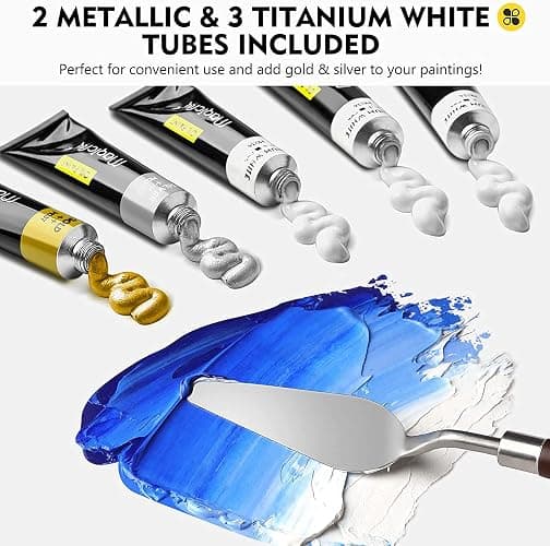 Magicfly Oil Paint Set 40 Vibrant Colours 18ml Tubes, Non-Toxic Oil Paints for Artists,Rich Pigments Oil Painting Color, Back to School Supplies for Students,Beginners Ideal for Canvas Painting thumbnail 4