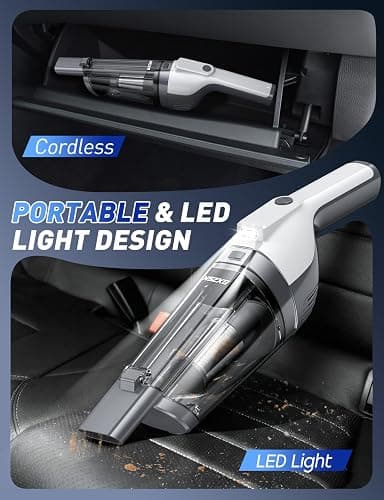 Handheld Vacuum Cordless, 15000PA Powerful Suction Hand Held Vacuum Cleaner, Car Vacuum Portable Cordless with Large-Capacity Dust Bin & LED Light, High Power Hand Vacuum for Home, Car, Office, Pet thumbnail 7