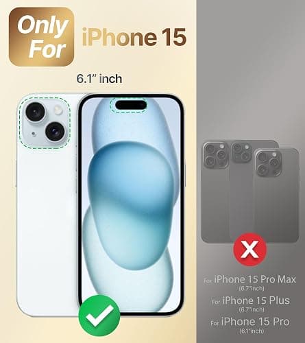 XYZ for iPhone 15 Case with Stand, Phone Case with Double Ring Kickstand, Women Girls Bling Luxury Protective Case Heart for iPhone 15, Blue thumbnail 2