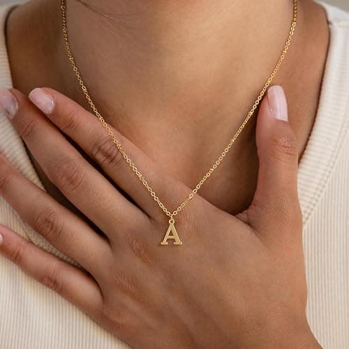 GRCLD Initial Necklaces for Women - 14K Gold Silver Plated Letter Necklace Name Personalized Dainty Fashion Chain Non Tarnish Single Cute Pendant Necklace Charm Jewelry Gift for Women Her thumbnail 4