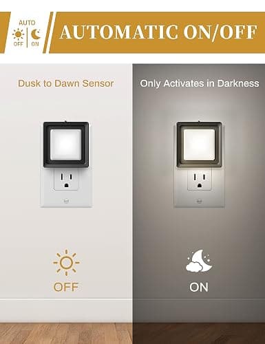 DORESshop LED Night Light, Plug-in [4 Pack], Dusk to Dawn Sensor, Night Lights Plug into Wall for Bedroom, Bathroom, Toilet, Stairs, Kitchen, Hallway, Kids,Adults, Nightlight, Daylight White 5000K… - Daylight White - 4 Count (Pack of 1) thumbnail 3