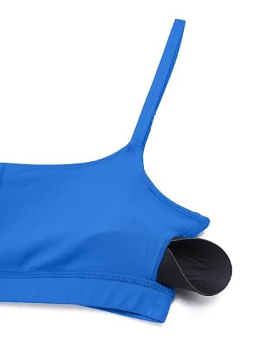 CRZ YOGA Butterluxe Adjustable Spaghetti Strap Sports Bras for Women - Scoop Neck Wireless Padded Yoga Workout Crop Top thumbnail 4