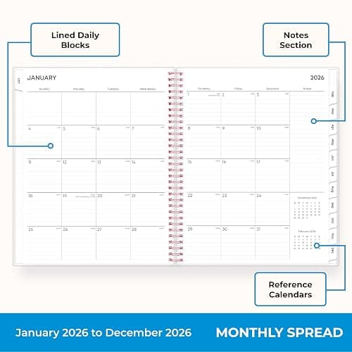 Blue Sky 2026 Weekly and Monthly Planner Calendar, January 2026 - December 2026, 8.5" x 11", Flexible Cover, Laminated Tabs, Durable Twin Wire Binding, Storage Pocket, Joselyn thumbnail 4