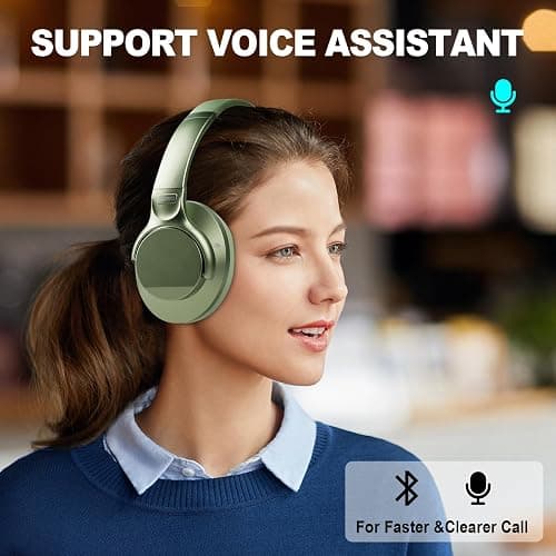 TUINYO Bluetooth Headphones Wireless, Over Ear Stereo Wireless Headset 40H Playtime with deep bass, Soft Memory-Protein Earmuffs, Built-in Mic Wired Mode PC/Cell Phones/TV-White thumbnail 3
