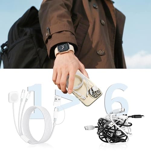 Travel Charger for Apple Watch, 3 in 2 Multi Charging Cable/Cord with Lightning/USB C/iWatch Charger, Travel Chargers for Multiple Devices, Compatible with iWatch Series/iPhone 17-8/iPad/AirPods 4FT thumbnail 5