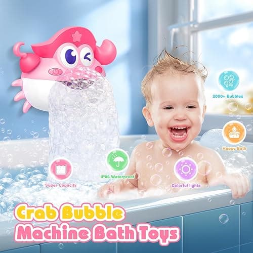 Bath Toys,Light Up Baby Bath Toys Bath Bubble Machine with Colourful RGB Light Great Birthday for Toddler Boys and Girls Tub Toy for Kids Ages 1-3 4-8 thumbnail 2