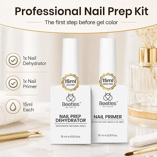 Beetles Nail Dehydrator and Primer Set, 2Pcs 15ml, HEMA-Free | Acid-Free Natural Nail Prep with Fast-Dry Dehydrator and Bond Primer for UV Gel Nails and Professional Salon Use thumbnail 6