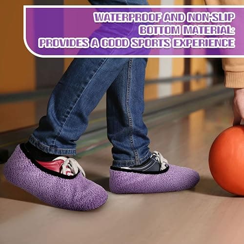 Zhanmai 2 Pairs Women Bowling Shoe Cover Fuzzy Non Slip Shoes Protector | Purple and Rose Red, Reusable Shoes Covers, Soft Protector for Sport Floor Protection Bowling Alley, Women Adults thumbnail 3