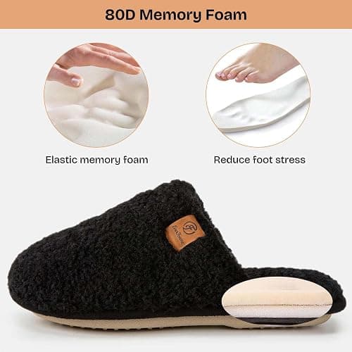 EverFoams Women's Fuzzy Slip-on Slippers Warm Cozy Soft Lightweight Memory Foam Indoor House Shoes thumbnail 3