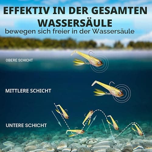 TRUSCEND Einfacher Fang Gummifische mit BKK-Haken, Besondere Vibrierende Schwimm- & zitternde Jigging-Aktion für mehr Bisse, tolle weiche Köder für Barsch, Forelle, Hecht, Zander, EIN Familienmuss thumbnail 6